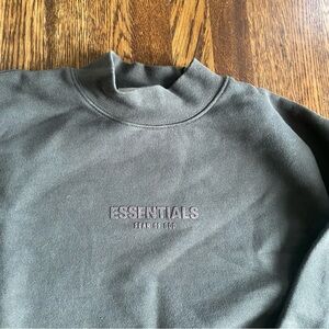 Essentials Fear of God Logo-Embossed Gray Crewneck Sweatshirt Mock Neck